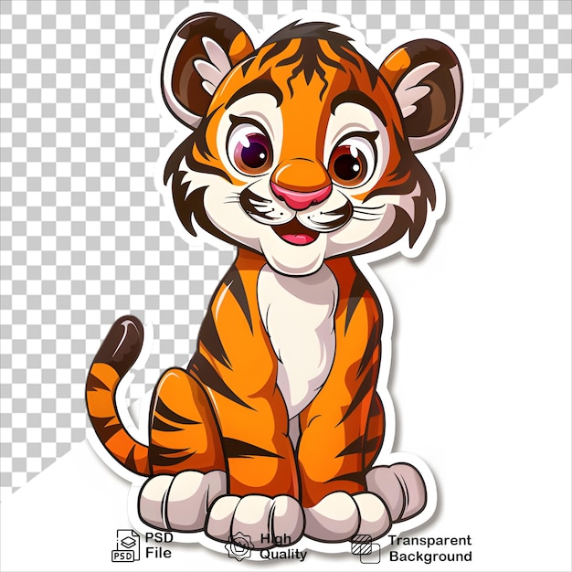 Adorable Cartoon Tiger Illustration Ready to Use Transparent Background