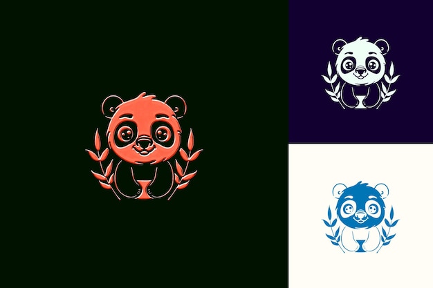 PSD adorable chinese panda with chibi style panda with big head png inspired lunar icon designs