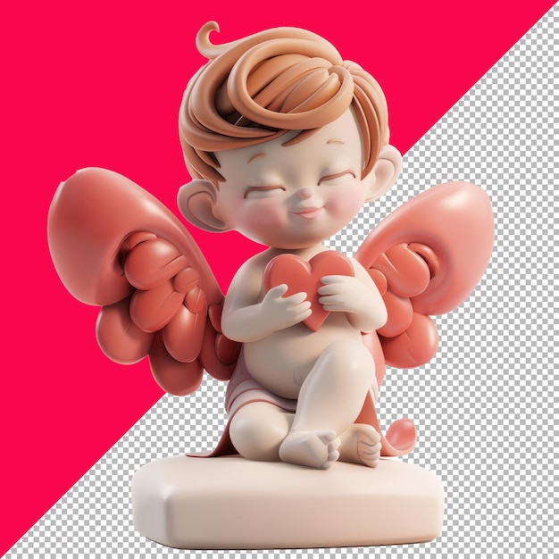 PSD adorable cupid figurine illustration transparent background png psd