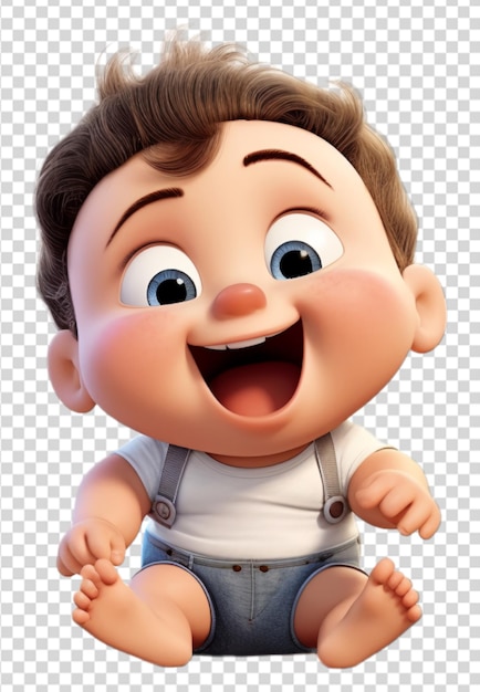 Adorable cute baby 3D character illustration with transparent background