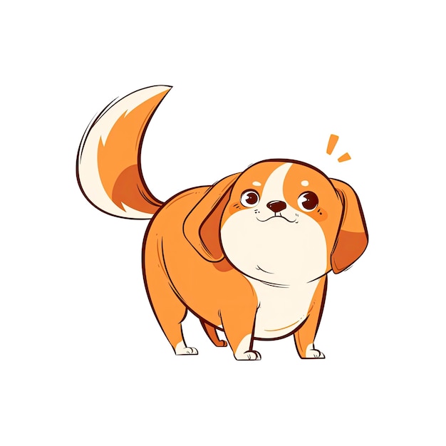 Adorable Dog Cartoon Its Tail Wagging Cartoon Illustration