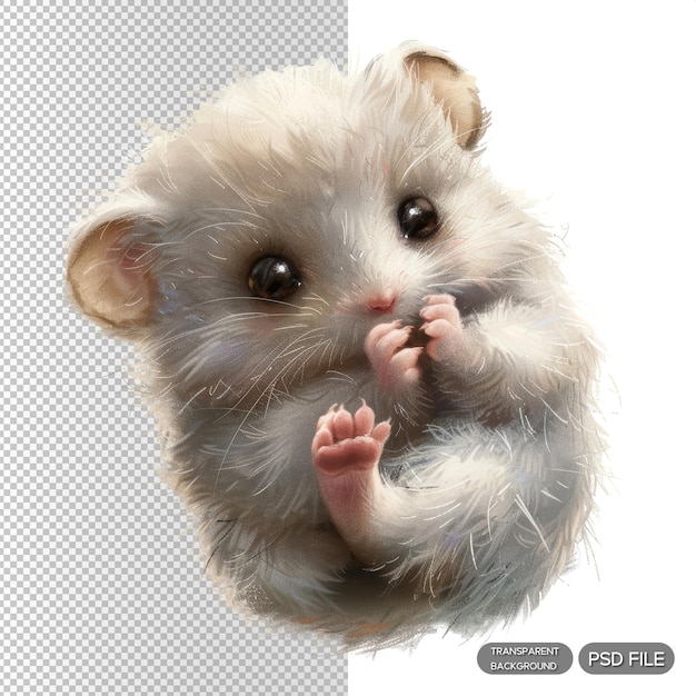 PSD adorable fluffy animal sticker cute white hamster with big eyes and tiny paws perfect for kids and animal lovers