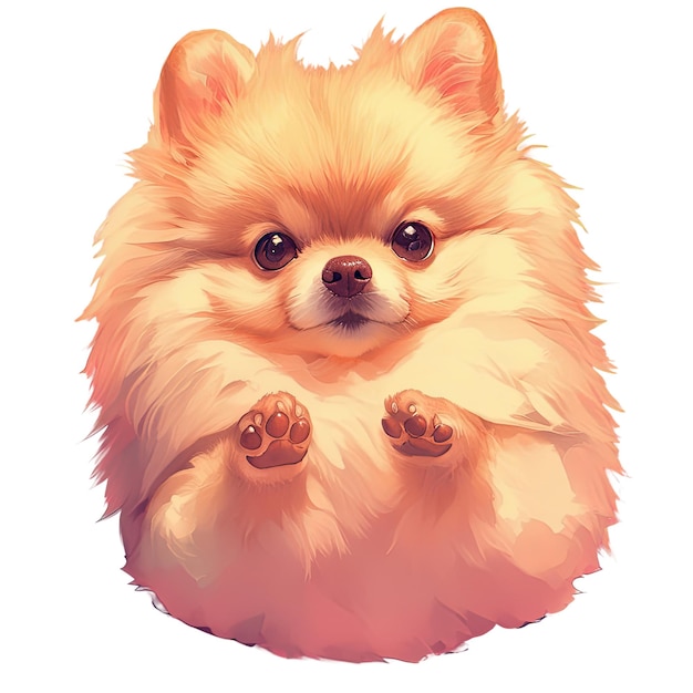 PSD adorable fluffy pomeranian puppy with big eyes