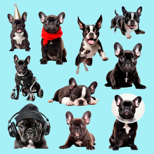 Adorable French Bulldogs in various poses