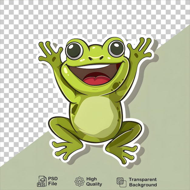 PSD adorable frog sticker art in cartoon style