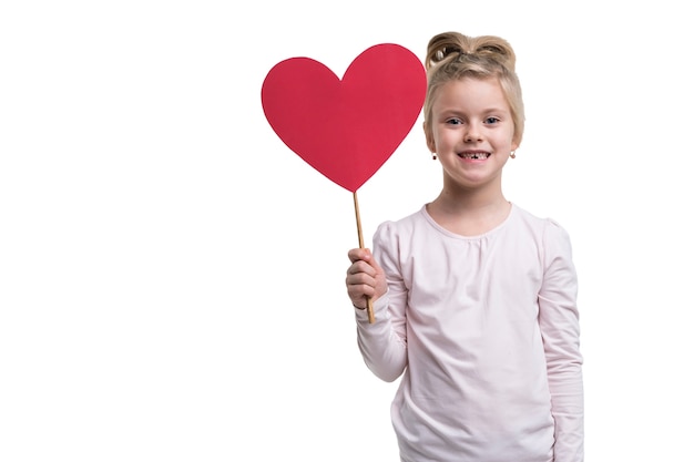 PSD adorable girl holding heart sign