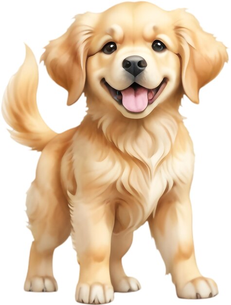 PSD adorable golden retriever cartoon clipart