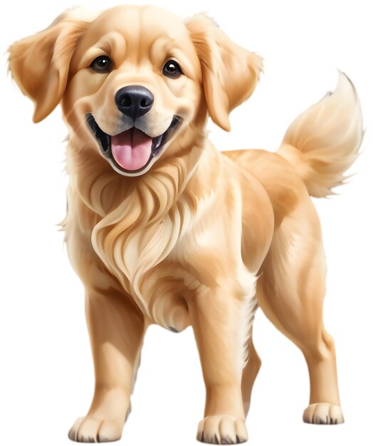 PSD adorable golden retriever cartoon clipart