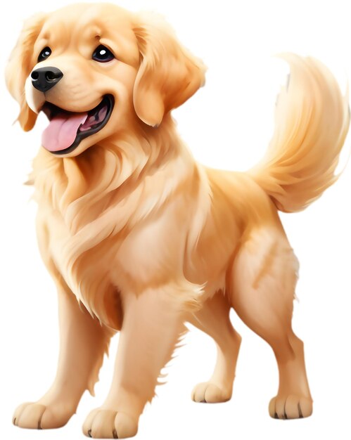 PSD adorable golden retriever cartoon clipart