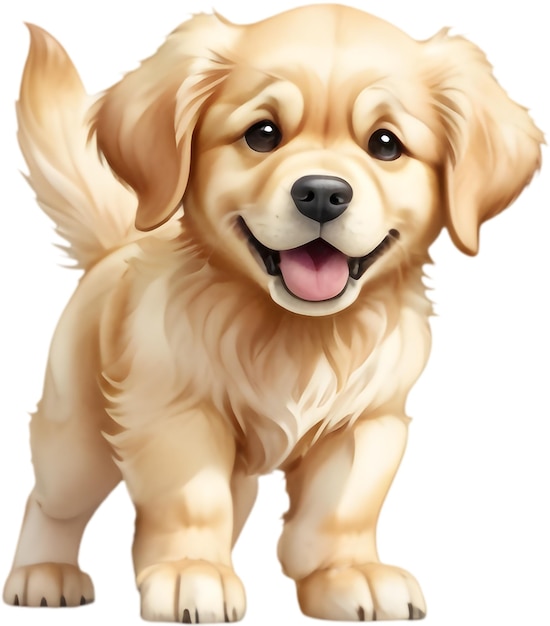 PSD adorable golden retriever cartoon clipart