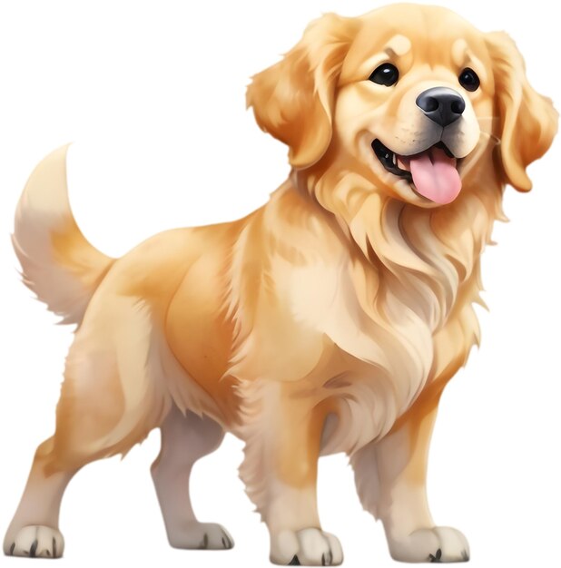 PSD adorable golden retriever cartoon clipart