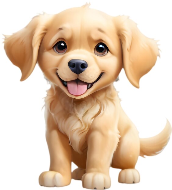 PSD adorable golden retriever cartoon clipart