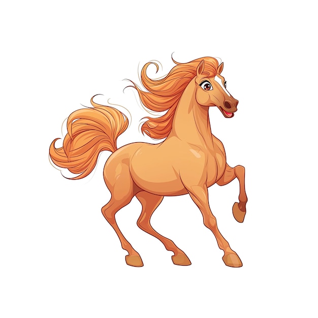 Adorable Horse Cartoon Its Mane Flowing Cartoon Illustration