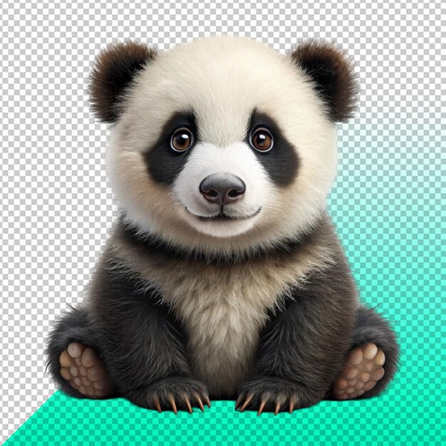 adorable panda bear on transperent background