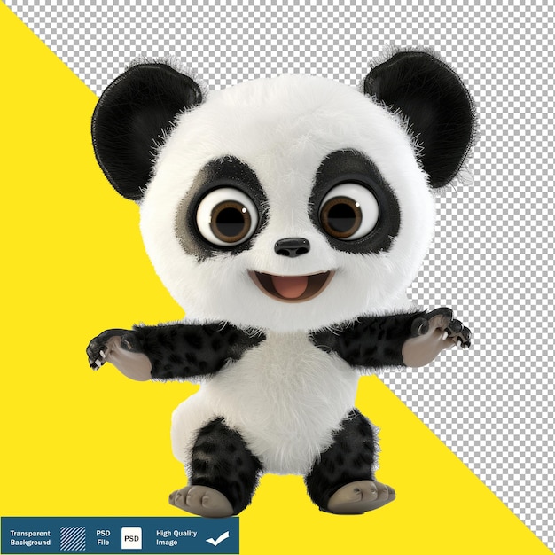 Adorable Panda Posing and Expressing with Big Ears transparent background PNG PSD