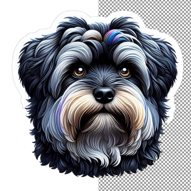 PSD adorable paws cute dog face in sticker form