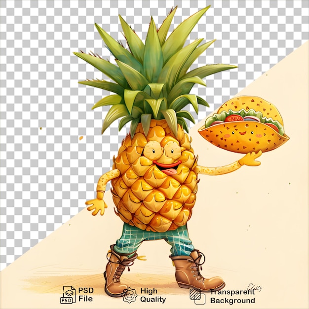 Adorable Pineapple Cartoon Figure on Clear Background