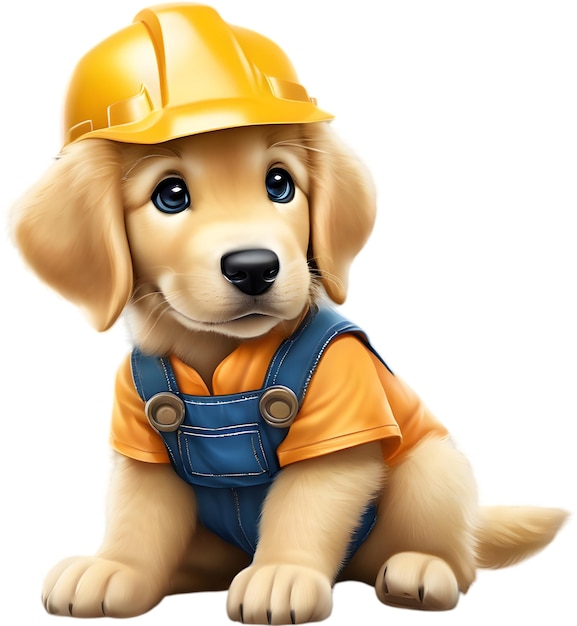 Adorable puppy dons tiny construction worker outfit