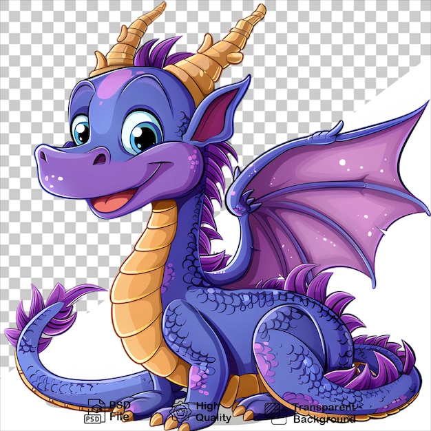 PSD adorable purple dragon illustration isolated