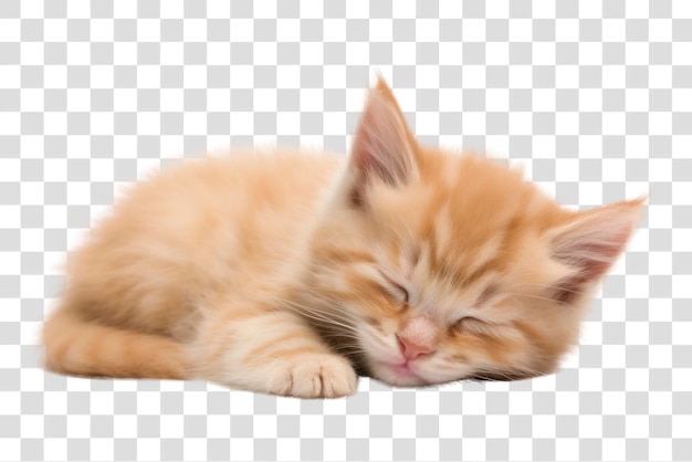 Adorable sleeping fluffy kitten photo