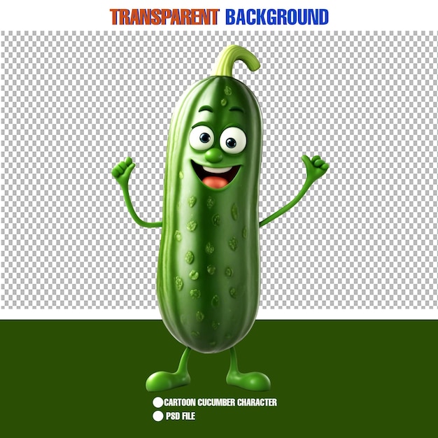 Adorable Smiling Cucumber Cartoon Happy and Playful Food Character