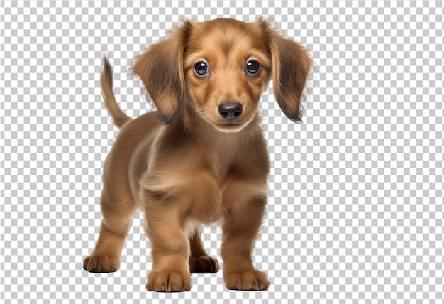 adorable teckel puppy dog on transparent background