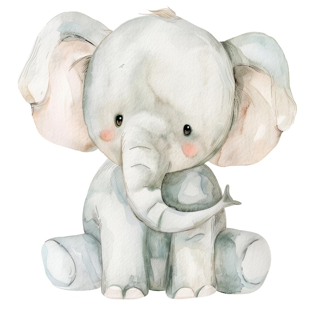 PSD adorable watercolor baby elephant illustration