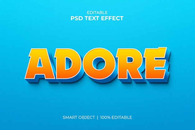 Adore editable 3d text effect mockup Premium PSD