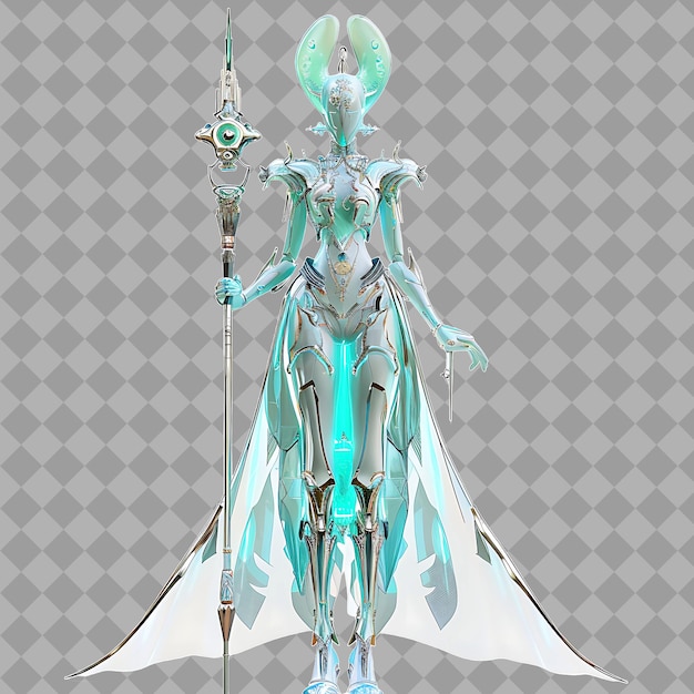 Adult Empress Alien Emissary With Ethereal Form Bioluminesce Isolated High Quality Character Render