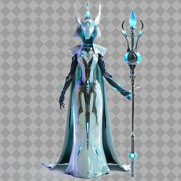 Adult Empress Alien Emissary With Ethereal Form Bioluminesce Isolated High Quality Character Render