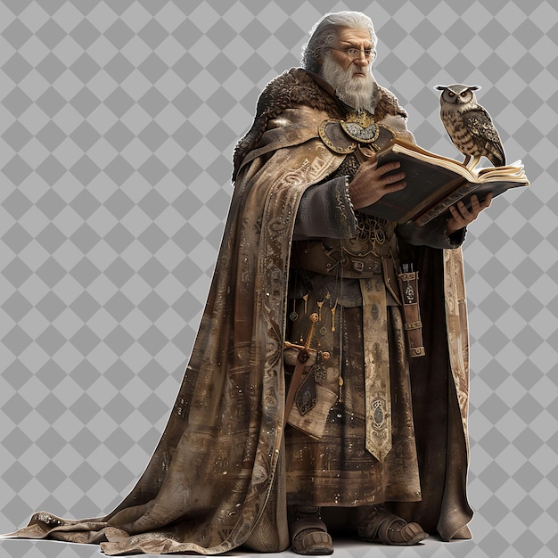 Adult King Medieval Scholar With Wise Form Scholarly Robes a Isolated High Quality Character Render