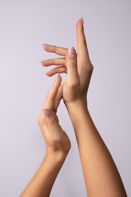 PSD adult woman hands with nail polish