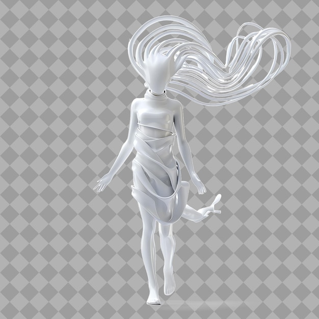 PSD adult woman telepath with elegant form psychic abilities min isolated high quality character render