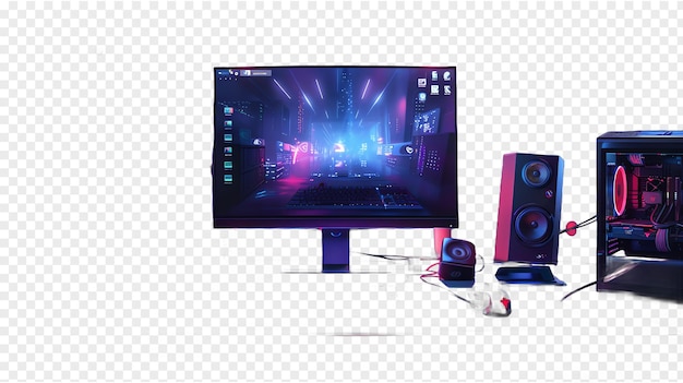 Advanced gaming setup illustration isolated on transparent background