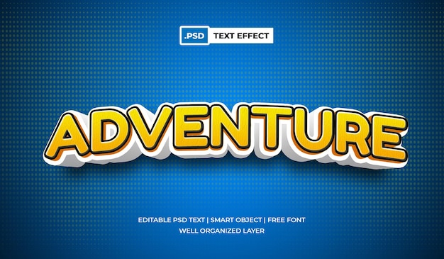 Adventure 3d editable text effect with cartoon text style