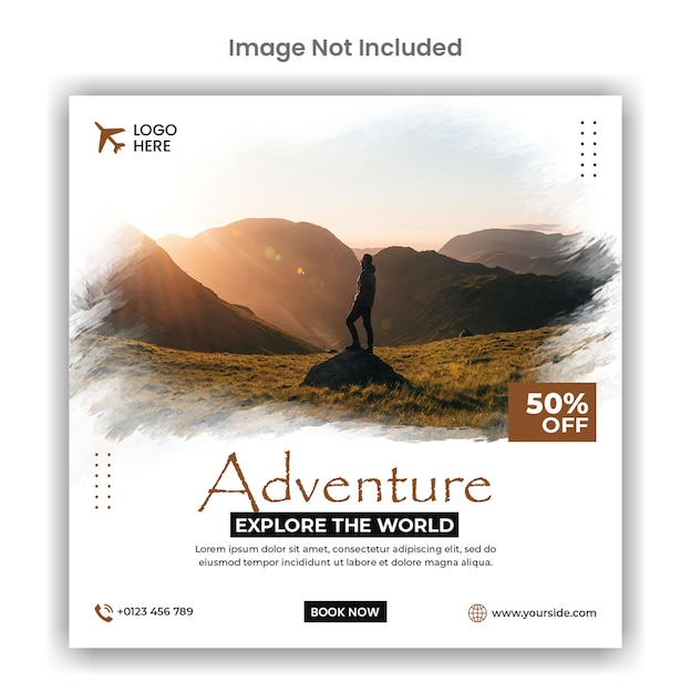 Adventure explore the world travel agency social media post template