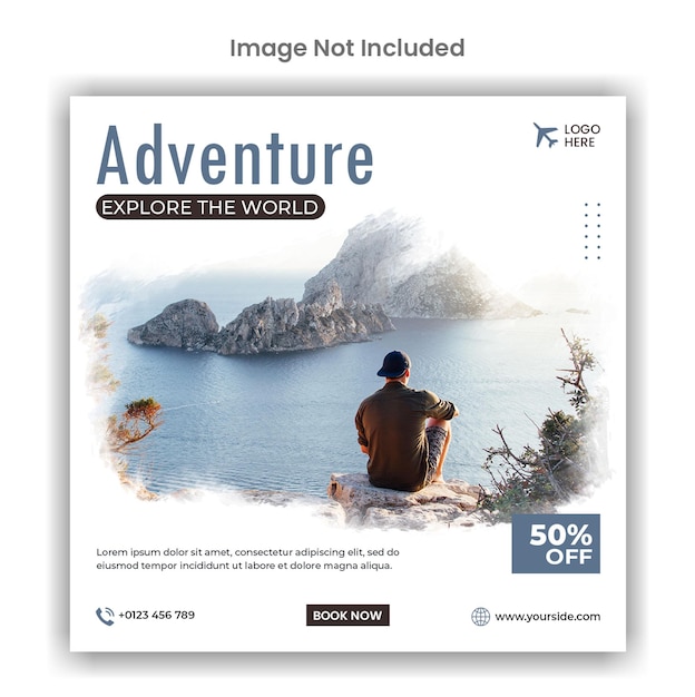 Adventure explore the world travel agency social media post template