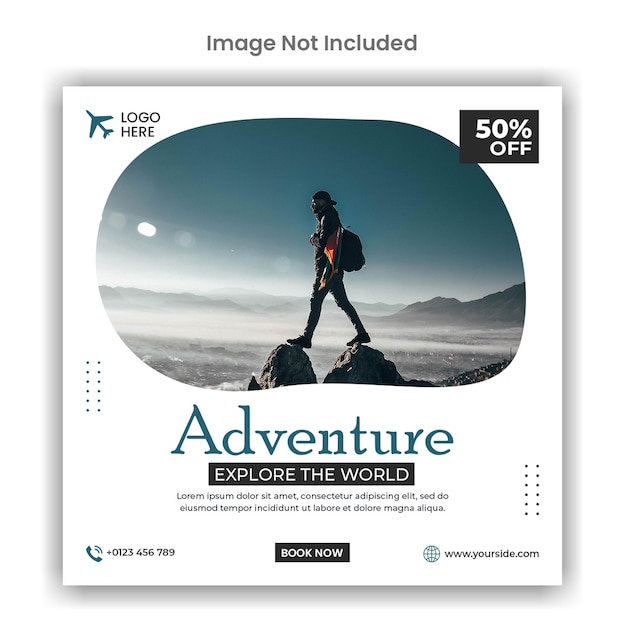 Adventure explore the world travel agency social media post template