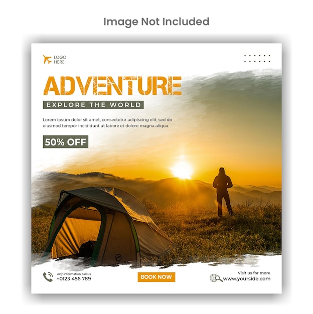 Adventure explore the world travel agency social media post template