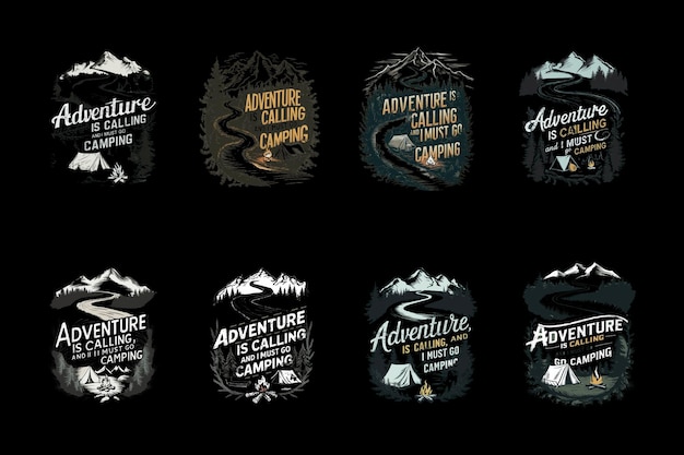 PSD adventure is calling and i must go camping tshirt designs set