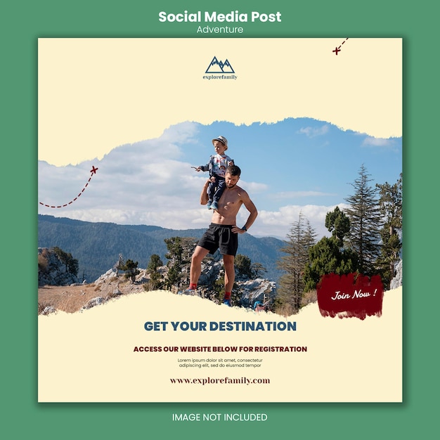 Adventure outdoors children social media post template