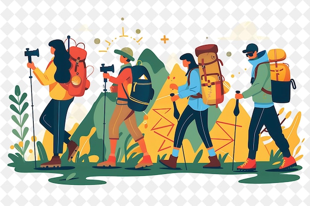 PSD adventurous explorer with characters exploring and discoveri png people in daily work illustration