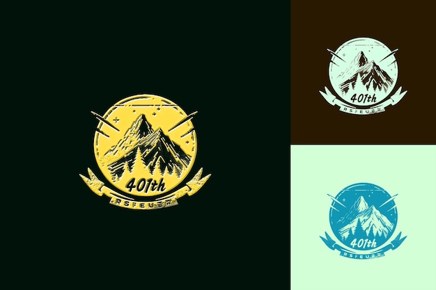 Adventurous Logo With Text 40Th Emblem Logo With a Mountain Vector Abstract Design Collections