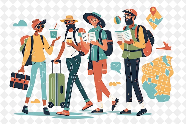 Adventurous Travel Agent With Characters Exploring and Booki PNG People in Daily Work Illustration