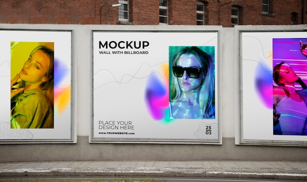 Advertisement billboard on wall mock-up design