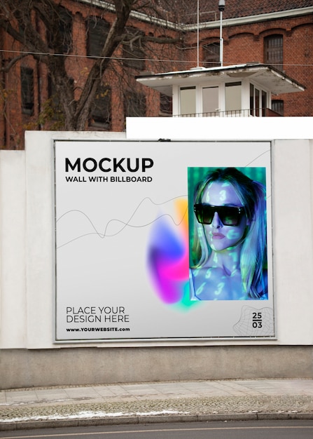 Advertisement billboard on wall mock-up design