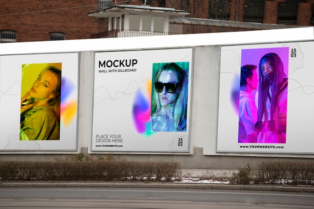 Advertisement billboard on wall mock-up design