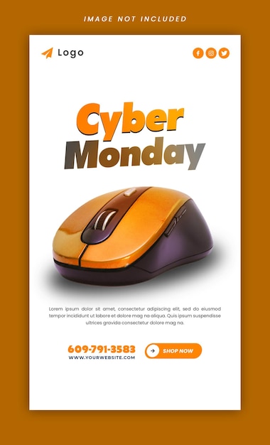 PSD an advertisement for cyber monday monday is shown on a brown background