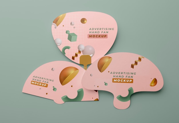 Advertising hand fans mockup