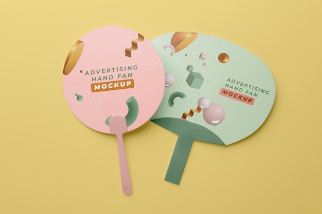 Advertising hand fans mockup